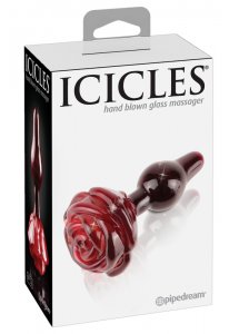 ICICLES - SZKLANY KOREK ANALNY Z ZATYCZKĄ W KSZTAŁCIE RÓŻY