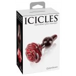 ICICLES - SZKLANY KOREK ANALNY Z ZATYCZKĄ W KSZTAŁCIE RÓŻY