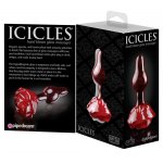 ICICLES - SZKLANY KOREK ANALNY Z ZATYCZKĄ W KSZTAŁCIE RÓŻY