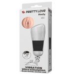 PRETTY LOVE - WIBRACYJNY MASTURBATOR KSZTAŁT WAGINY Z PRZYSSAWKĄ BIAŁY