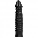 CZARNE PRĄŻKOWANE DILDO ALL BLACK 26CM