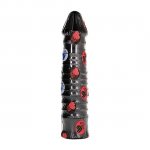 CZARNE PRĄŻKOWANE DILDO ALL BLACK 26CM