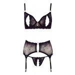 ALBIERTA FINA - SEKSOWNY 3-CZĘŚCIOWY KOMPLET BIUSTONOSZ STRINGI I PAS DO POŃCZOCH 