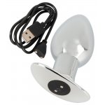 ANOS - WIBRUJĄCY KOREK ANALNY METALOWY L SREBRNY