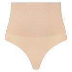 BYE BRA - BEZSZWOWE STRINGI Z WYSOKIM STANEM BEŻOWE