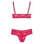 COTTELLI CURVES - KORONKOWY BIUSTONOSZ Z ROZCIĘTYMI MAJTECZKAMI CZERWONY