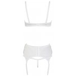 COTTELLI LINGERIE - KORONKOWY ZESTAW BIUSTONOSZ STRINGI I PAS DO POŃCZOCH BIAŁY