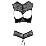 COTTELLI LINGERIE - KORONKOWY ZESTAW Z OTWARTYM BIUSTONOSZEM I MAJTECZKAMI
