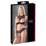COTTELLI LINGERIE - KORONKOWY ZESTAW Z OTWARTYM BIUSTONOSZEM I MAJTECZKAMI