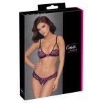 COTTELLI LINGERIE - MIĘKKI BIUSTONOSZ I FIGI BEZ KROCZA CZARNY/FIOLETOWY