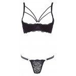 COTTELLI LINGERIE - KORONKOWY ZESTAW BIUSTONOSZ BEZ BIUSTU I STRINGI
