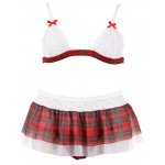 COTTELLI LINGERIE - BIUSTONOSZ KORONKOWY Z MINI SPÓDNICZKĄ W KRATĘ