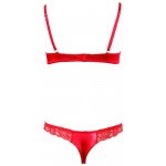 COTTELLI LINGERIE - SEKSOWNY BIUSTONOSZ BEZ BIUSTU + STRINGI CZERWONY