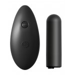 FETISH - CZARNY MAŁY VIBRO-BULLET Z PILOTEM I 10 TRYBAMI WIBRACJI ORAZ STRINGAMI