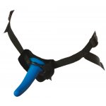 FETISH FANTASY SERIES - NIEBIESKIE WĄSKIE DILDO Z PASKIEM STRAP-ON