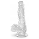 KING COCK CLEAR - REALISTYCZNE PRZEZROCZYSTE DILDO Z JĄDRAMI 15CM