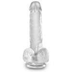 KING COCK CLEAR - REALISTYCZNE PRZEZROCZYSTE DILDO Z JĄDRAMI 15CM