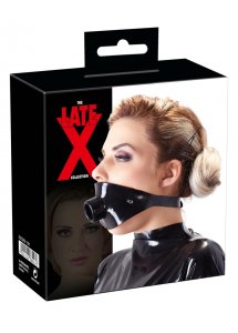 LATE X - CZARNA MASKA KNEBELKOWA Z RURĄ 