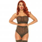 LEG AVENUE - SEKSOWNY ZESTAW TOP I FIGI ZŁOTY POŁYSK ONE SIZE