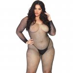 LEG AVENUE - SIATKOWE BEZSZWOWE BODYSTOCKING BEZ KROCZA XL/2XL