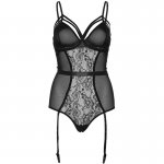 LEG AVENUE - SIATECZKOWE BODY Z SATYNOWĄ KOKARDKĄ CZARNE