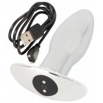 ANOS - WIBRUJĄCY KOREK ANALNY METALOWY M SREBRNY