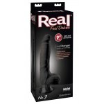 REAL FEEL DELUXE - CZARNY NATURALNY WIBRATOR Z ŻYŁAMI I ŻOŁĘDZIEM 23CM