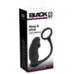 PIERŚCIEŃ NA PENISA Z WTYCZKĄ WIBRACYJNĄ-BLACK VELVETS