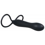 YOU2TOYS - CZARNE ANALNE DILDO Z DWOMA PĘTLAMI 15CM