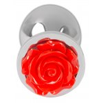 YOU2TOYS - SREBRNY KOREK ANALNY Z CZERWONĄ RÓŻĄ